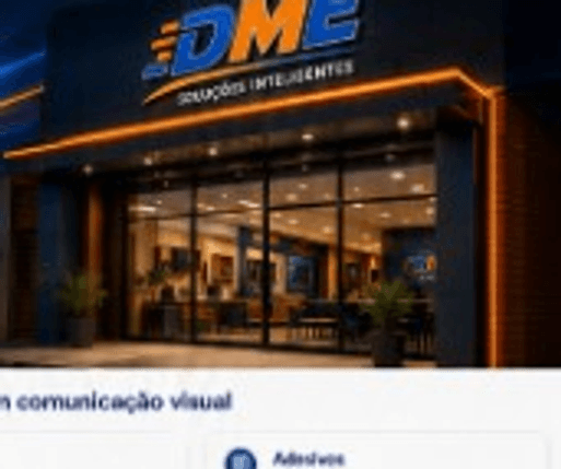 Fachada com identificação DME — imagem provisória da referência.